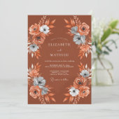 Invitation Composition de fleurs de terre cuite pour mariage (Debout devant)