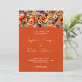 Invitation Composition de fleurs sauvages orange Mariage Oran (Debout devant)