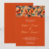 Invitation Composition de fleurs sauvages orange Mariage Oran (Devant / Derrière)