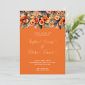 Invitation Composition de fleurs sauvages orange Mariage oran (Debout devant)