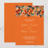 Invitation Composition de fleurs sauvages orange Mariage oran (Devant / Derrière)
