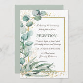 Invitation Composition de mariage avec cadre doré et eucalypt (Devant / Derrière)