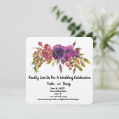 Invitation Composition florale aquarelle mariage (Debout devant)
