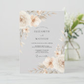Invitation Composition florale beige pour mariage (Debout devant)