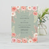 Invitation Composition Florale de Corail Romance Mariage (Debout devant)