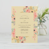 Invitation Composition florale de mariage aux pêches (Debout devant)