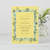 Invitation Composition florale de sauge jaune pour mariage (Debout devant)