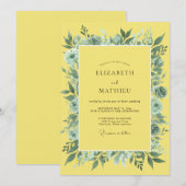 Invitation Composition florale de sauge jaune pour mariage (Devant / Derrière)