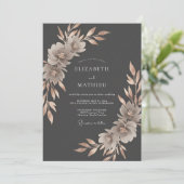 Invitation Composition Florale Grise Mariage (Debout devant)