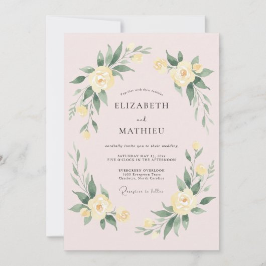 Invitation Composition florale luxuriante de crème pour maria (Devant)