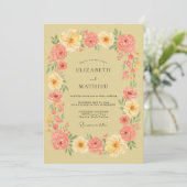 Invitation Composition florale mariage Coral Blush (Debout devant)