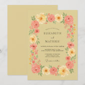 Invitation Composition florale mariage Coral Blush (Devant / Derrière)