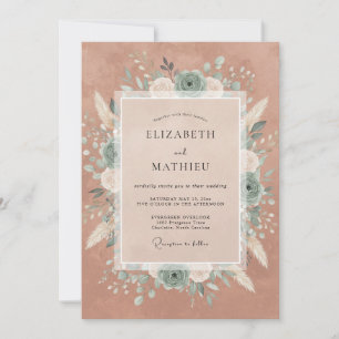 Invitation Composition florale mariage Rose poussiéreuse