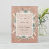 Invitation Composition florale mariage Rose poussiéreuse (Debout devant)