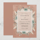 Invitation Composition florale mariage Rose poussiéreuse (Devant / Derrière)