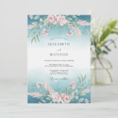 Invitation Composition florale mariage Teinte de rose sarcell (Debout devant)