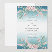 Invitation Composition florale mariage Teinte de rose sarcell (Devant / Derrière)