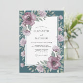 Invitation Composition Florale Mauve pour Mariage (Debout devant)