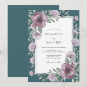 Invitation Composition Florale Mauve pour Mariage (Devant / Derrière)