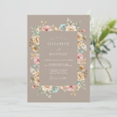 Invitation Composition Florale Tannique Romantique Mariage (Debout devant)