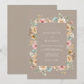 Invitation Composition Florale Tannique Romantique Mariage (Devant / Derrière)