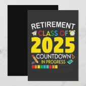 Invitation Compte à rebours de la classe de retraite 2025 en (Devant / Derrière)