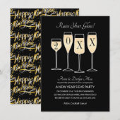 Invitation Compte à rebours de la fête de la Saint-Sylvestre  (Devant / Derrière)