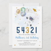 Invitation Compte à rebours de l'espace astronaute 3e anniver (Devant)