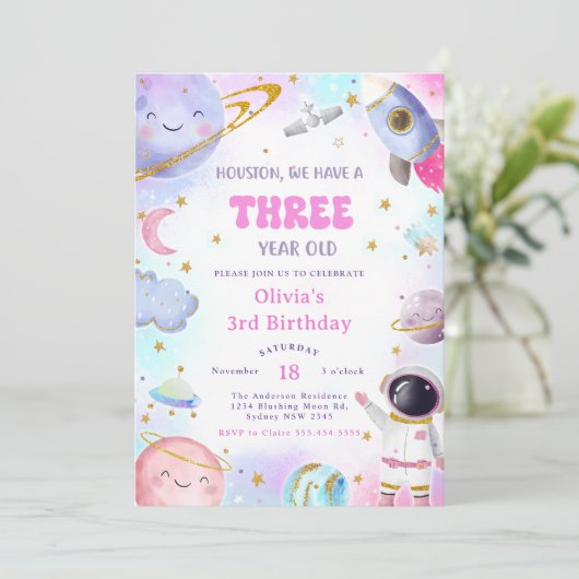 Invitation Compte à rebours de l'espace astronaute 3e Lune d' (Debout devant)