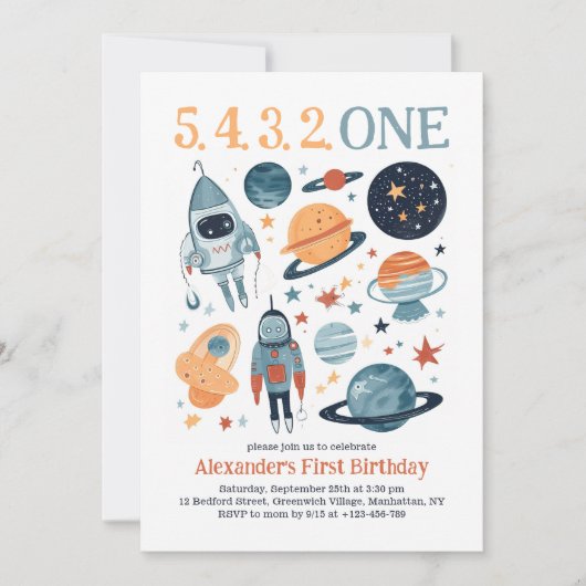 Invitation Compte à rebours de l'espace extra-atmosphérique (Devant)