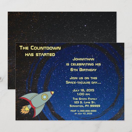 Invitation Compte à rebours de l'espace extra-atmosphérique I (Devant / Derrière)