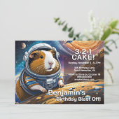 Invitation Compte à rebours des cochons de Guinée dans l'espa (Debout devant)