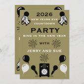 Invitation Compte à rebours du Nouvel An Eve Karaoke (Devant / Derrière)