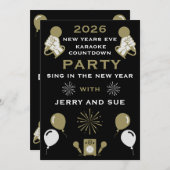 Invitation Compte à rebours du Nouvel An Eve Karaoke (Devant / Derrière)