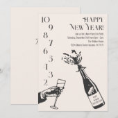 Invitation Compte à rebours du Nouvel An Fête Champagne (Devant / Derrière)