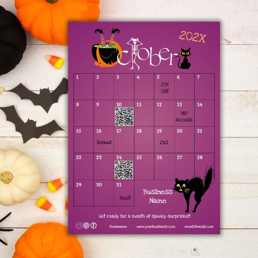 Invitation Compte à rebours Halloween Calendrier de l'avent C