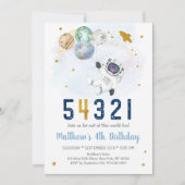 Invitation Compte à rebours spatial astronaute 4e anniversair (Devant)