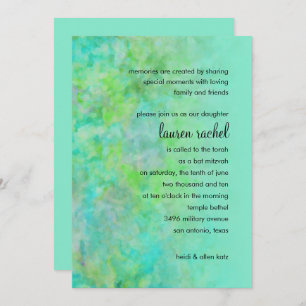 Invitation Conception abstraite bat mitzvah en Aqua