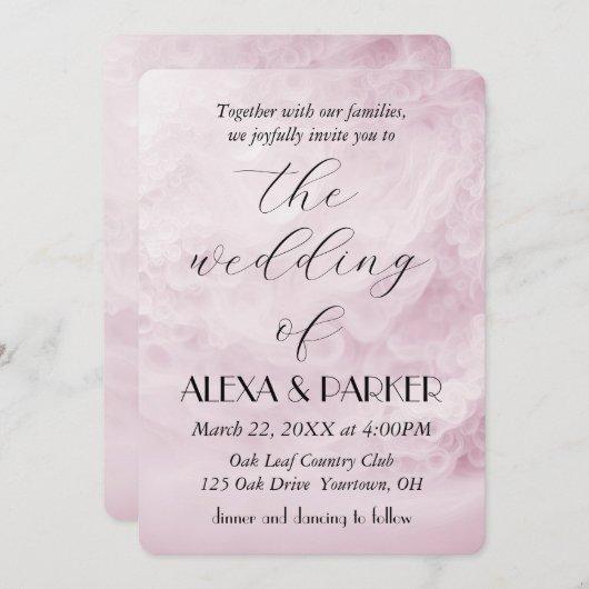 Invitation Conception abstraite de Blush mariage (Devant / Derrière)