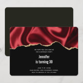 Invitation Conception abstraite de satin ondulé rouge foncé p (Devant / Derrière)