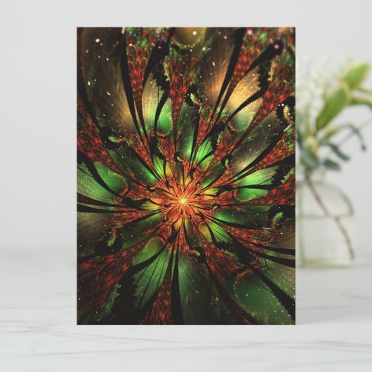 Invitation Conception Abstraite des fleurs fractales. (Debout devant)