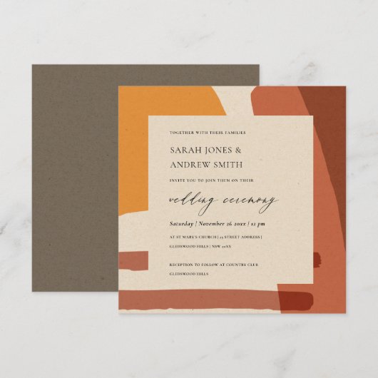 INVITATION CONCEPTION ABSTRAITE MODERNE DE LA TERRACOTTA (Devant / Derrière)