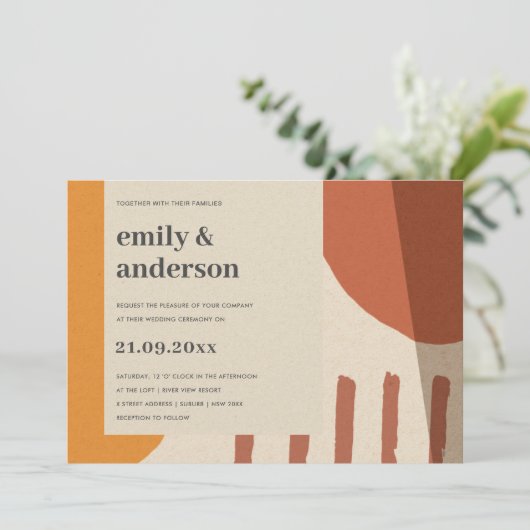 INVITATION CONCEPTION ABSTRAITE MODERNE DE LA TERRACOTTA (Debout devant)