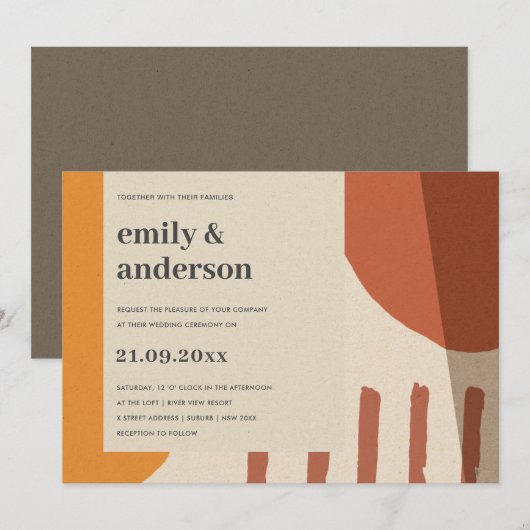 INVITATION CONCEPTION ABSTRAITE MODERNE DE LA TERRACOTTA (Devant / Derrière)