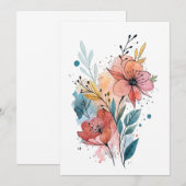 Invitation Conception aquarelle florale vibrante (Devant / Derrière)