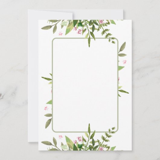 Invitation Conception avec fleurs roses en spray de feuille d (Devant)