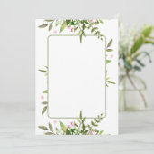 Invitation Conception avec fleurs roses en spray de feuille v (Debout devant)