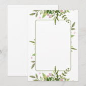 Invitation Conception avec fleurs roses en spray de feuille v (Devant / Derrière)