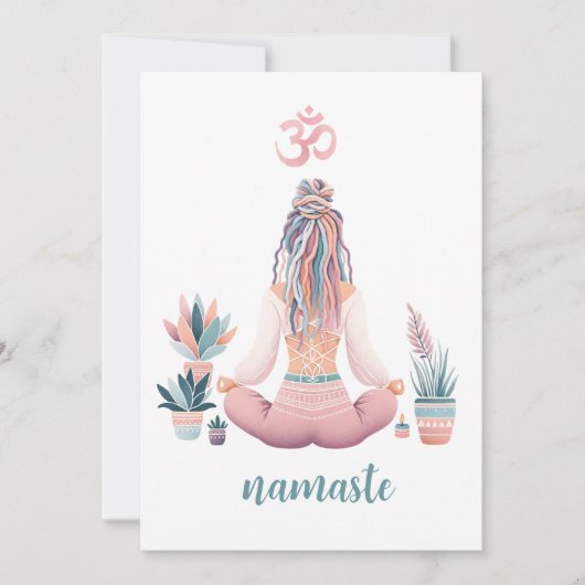 Invitation Conception Boho - Femme avec dreadlocks - Méditati (Devant)