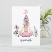 Invitation Conception Boho - Femme avec dreadlocks - Méditati (Debout devant)